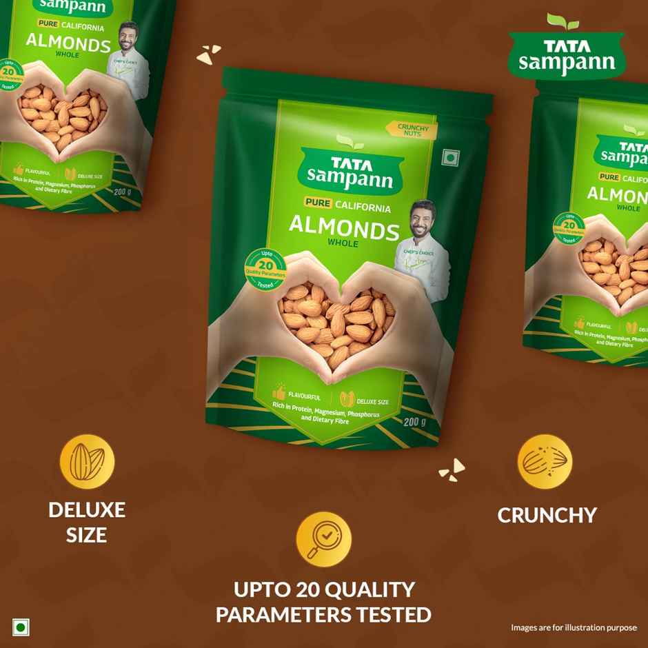Tata Sampann Totally Pure California Almonds/Badam Giri | Whole Premium Quality