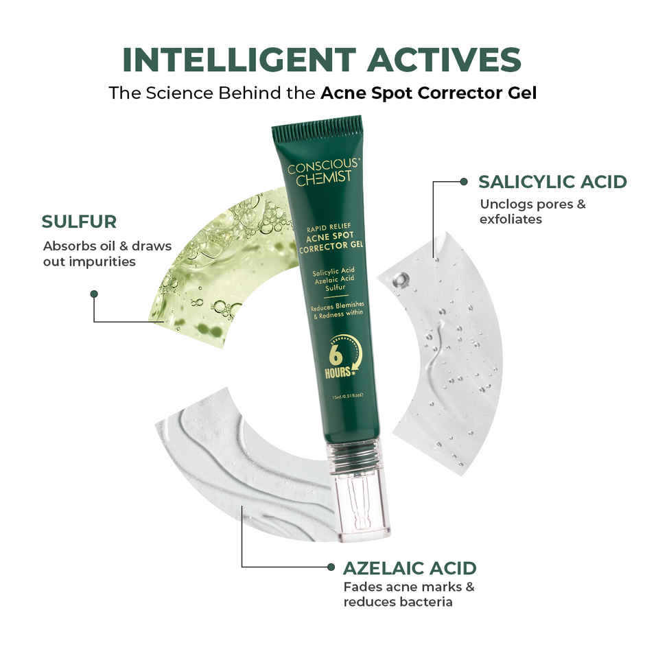 Conscious Chemist Rapid Relief Acne Spot Corrector Gel with Salicylic & Azelaic Acid for Clear Skin