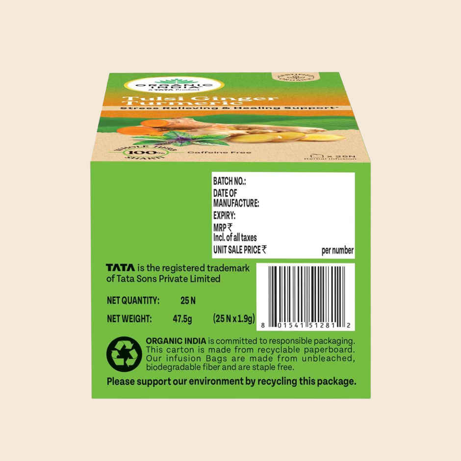 Organic India Tulsi Ginger Turmeric Herbal Infusion Bags