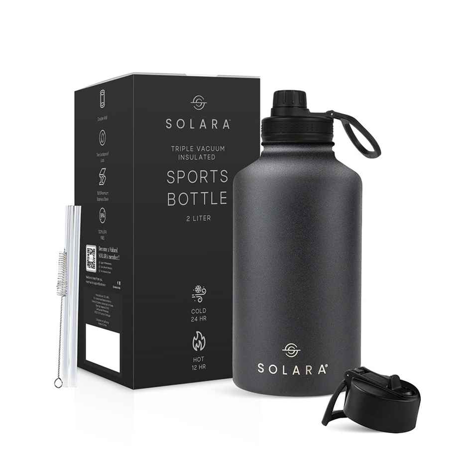 Solara Plastic Insulated Water Bottle For | Black Knight | 2 L