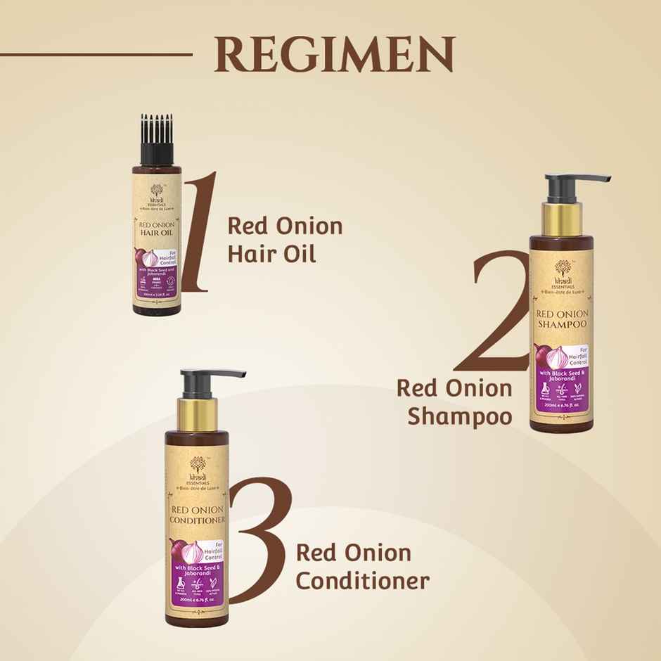Khadi Essentials Red Onion Shampoo Boosts Hair Growth Controls Hair Fall Reduces Frizz