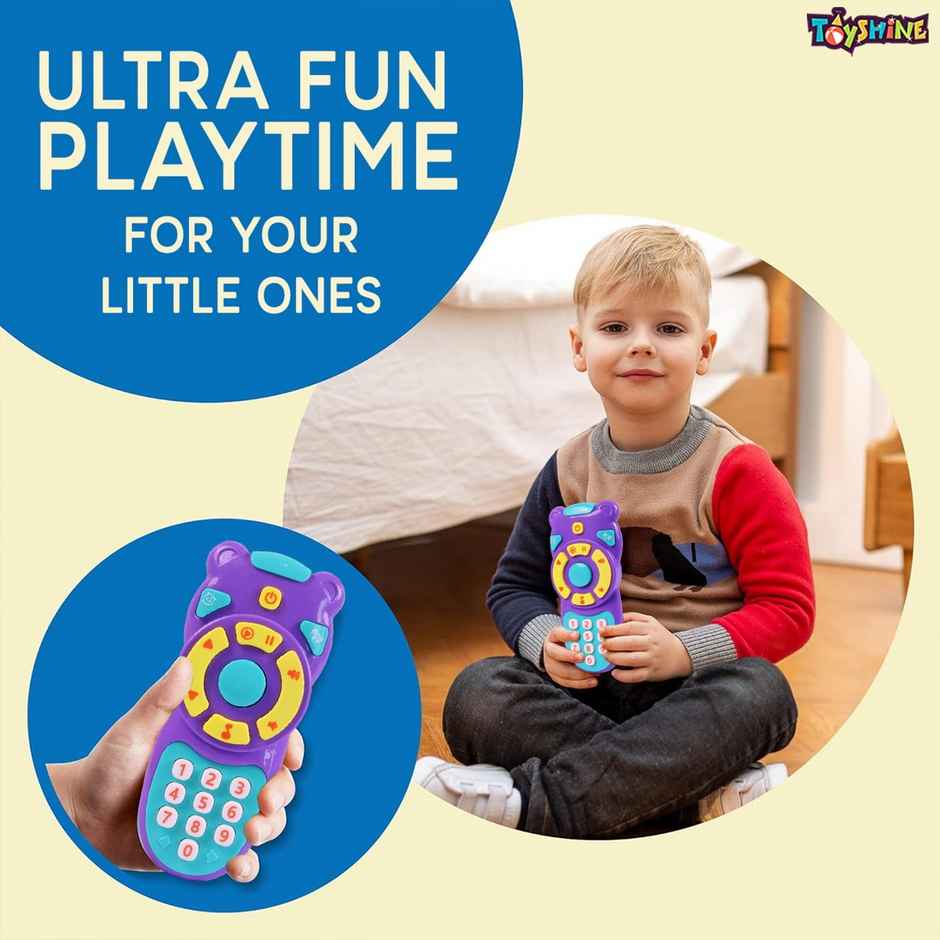 Toyshine Battery Operated TV Remote | Inbuilt Functions-Musical Melodies-Number Learning | Purple