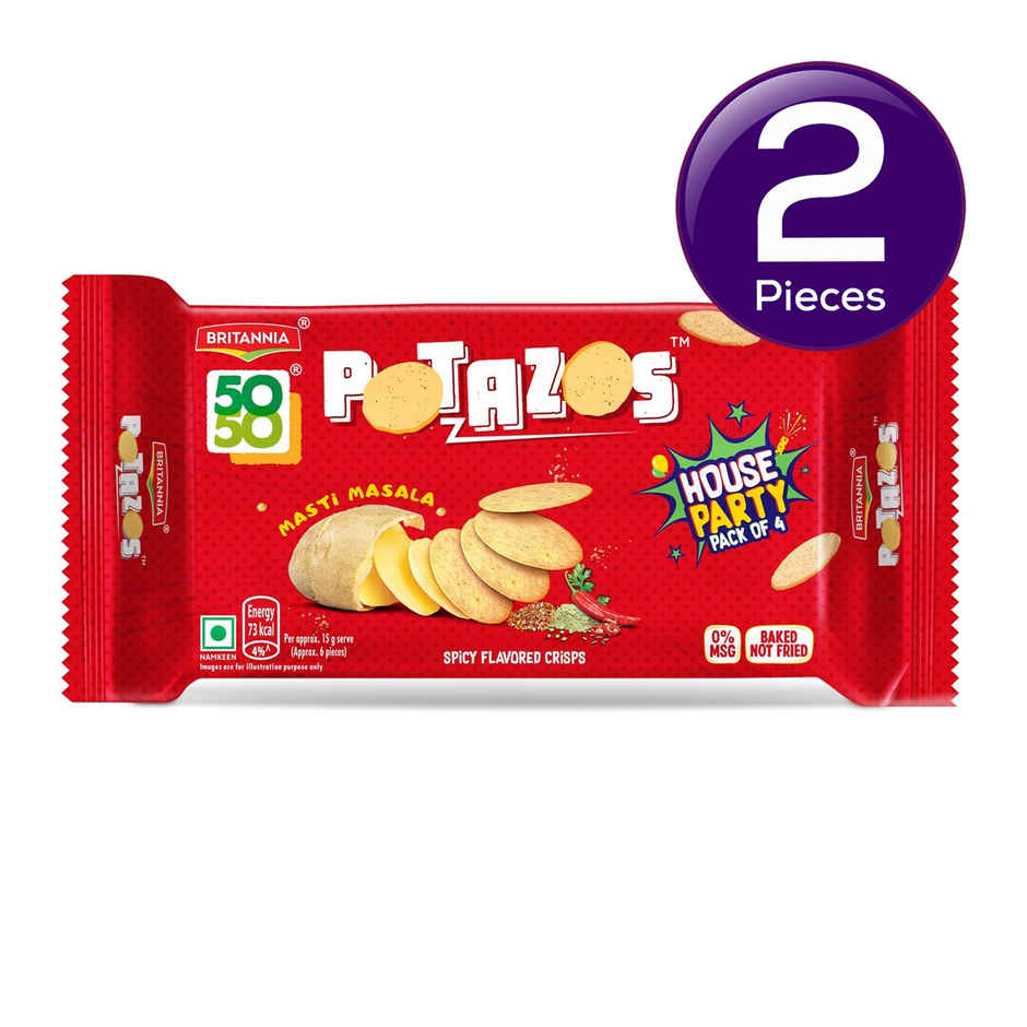 Britannia 50-50 Potazos Masti Masala Flavoured Crackers | Combo