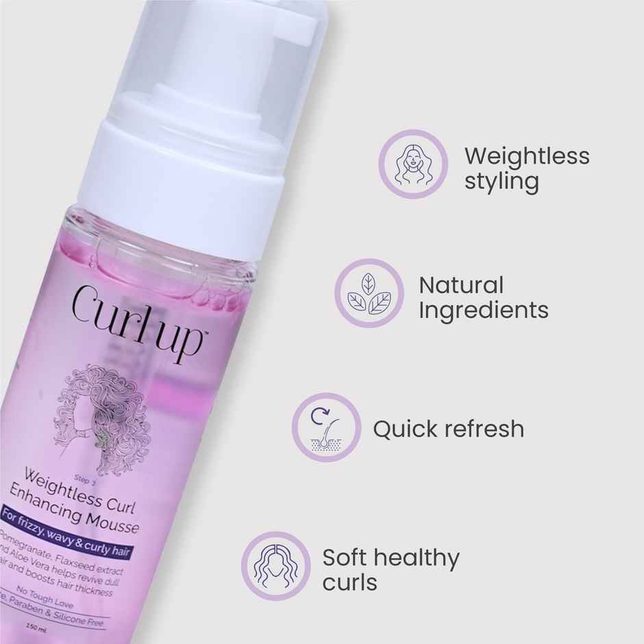 Curl Up Weightless Curl Enhancing Mousse | Adds Shine & Defines Curly Hair | For Wavy & Curly Hair