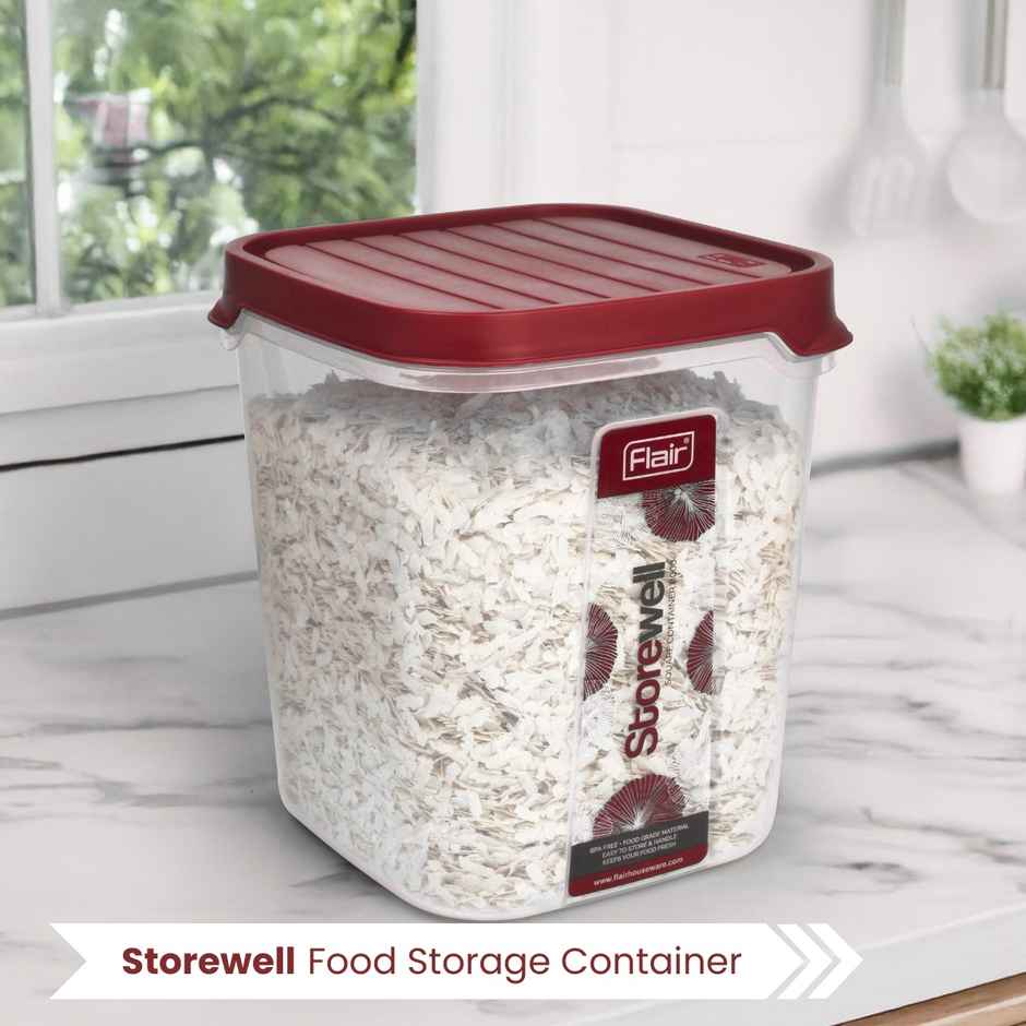 Flair Plastic Storewell Food Storage Containers 8000 ml (Maroon), Bpa Free, Spices Grains