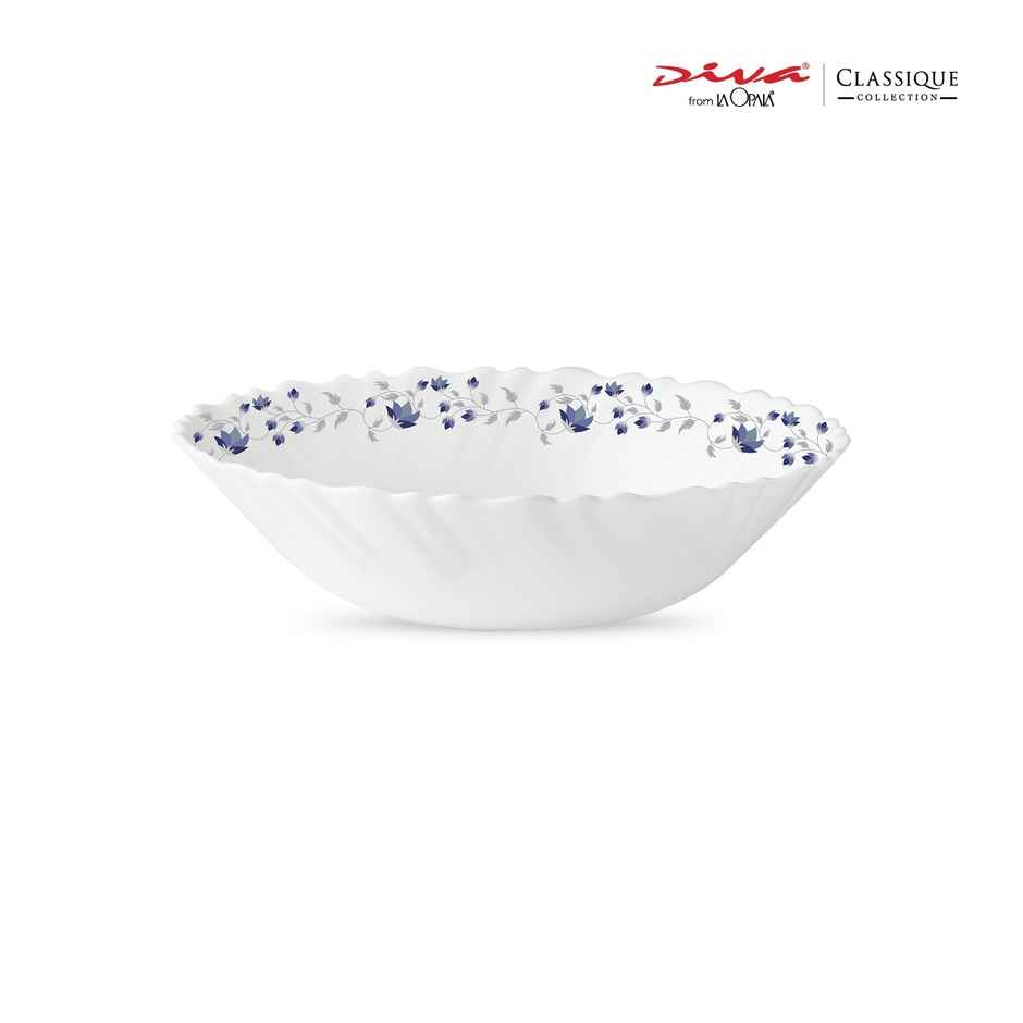 La Opala Diva Classique Multiutility Bowl | Opal Glass Bowl for Serving - Blue Mystique