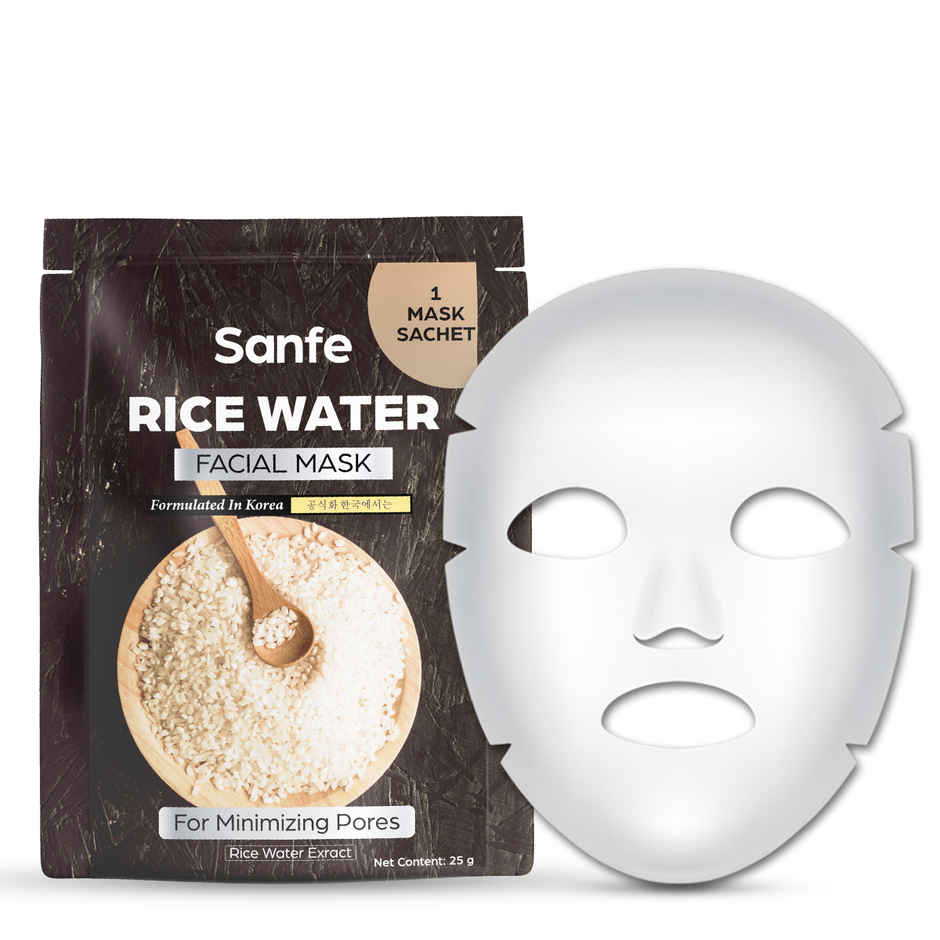 Sanfe Rice Water Facial Mask Korean Sheet Mask For Brightening & Hydrating Skin