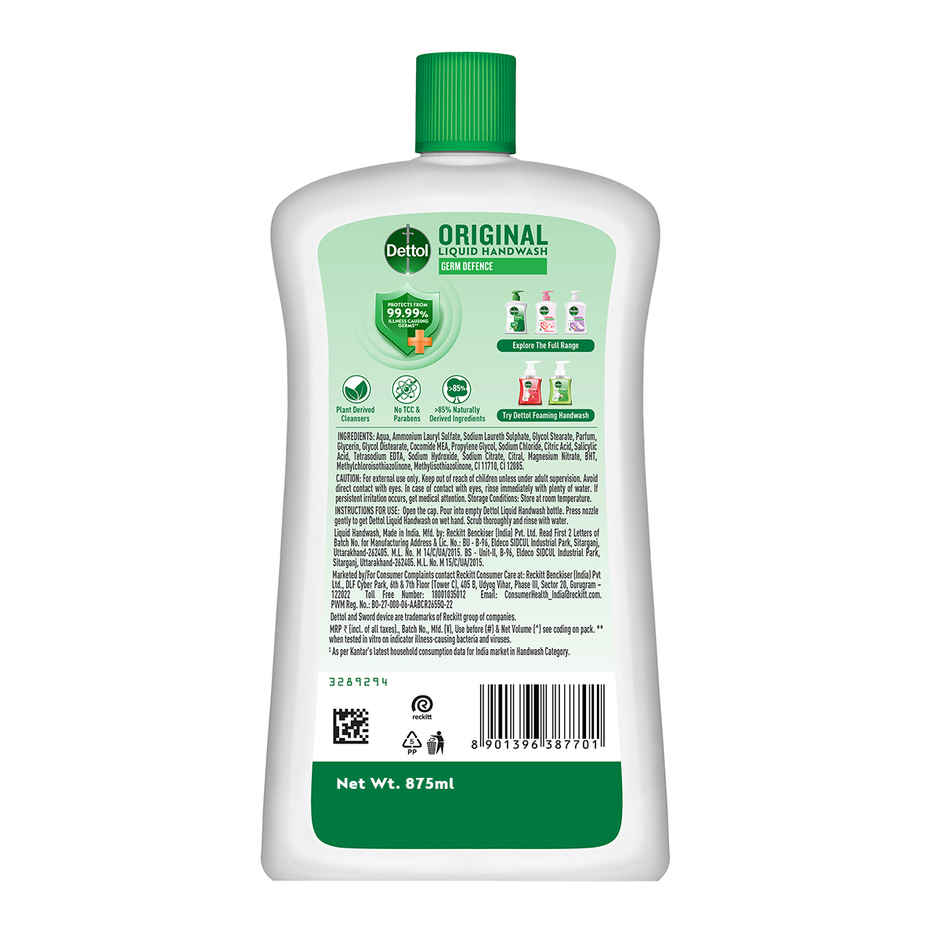Dettol Original Hand Wash Bottle Jar | 99.99% Germ Protection