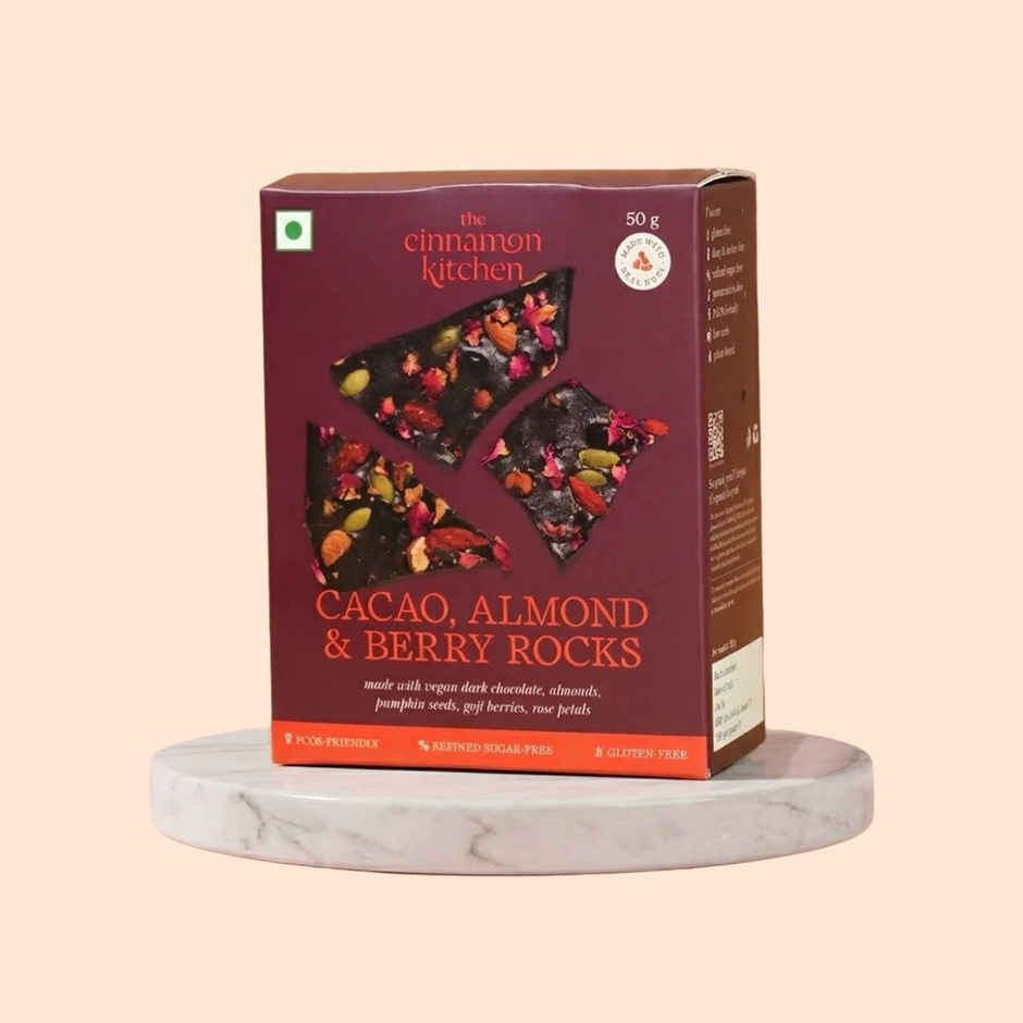 The Cinnamon Kitchen Cacao, Almond & Berry Rocks Dark Chocolate