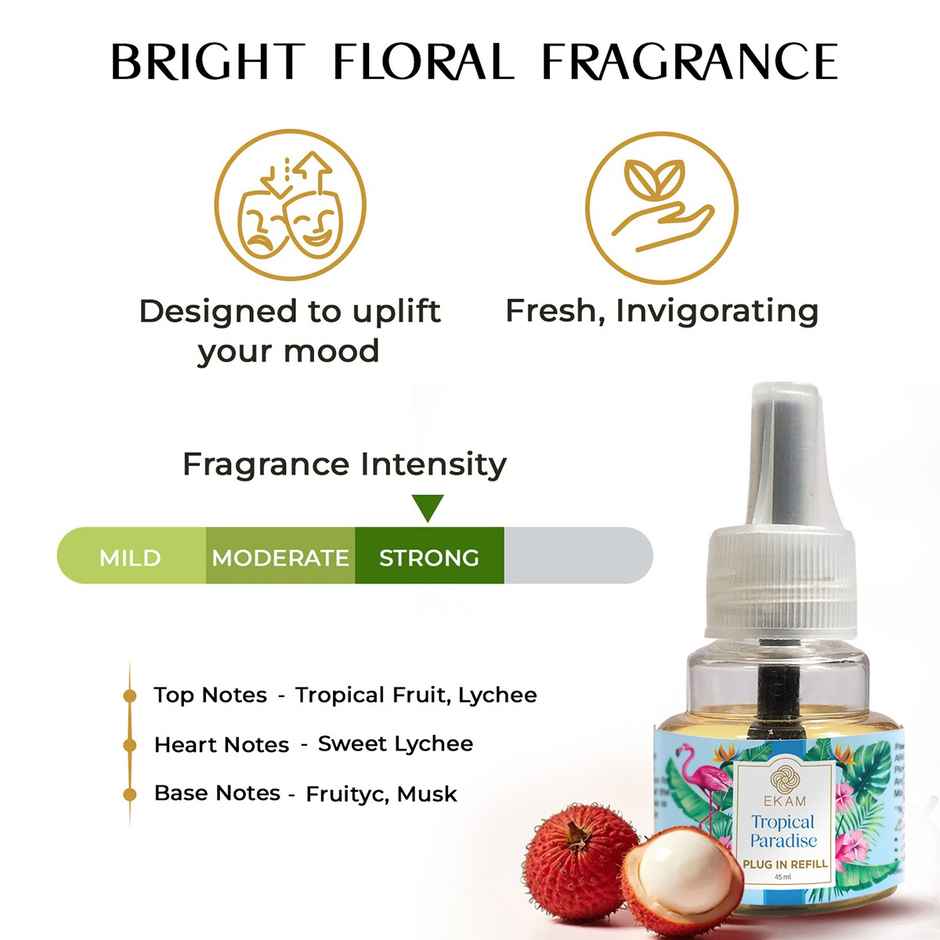 Ekam Tropical Paradise Scented Air Freshener Plug-In Refill | 1 x Refill Bottle
