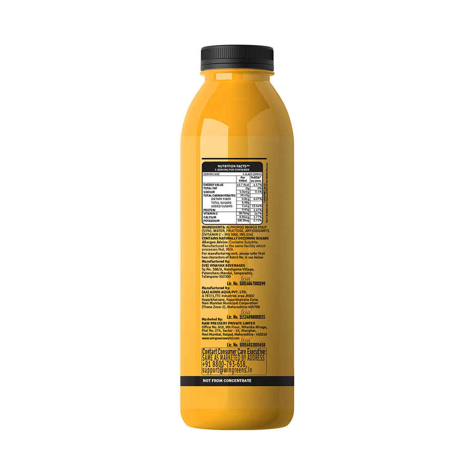 RAW Pressery Alphonso Mango Juice  Mango Fruit Juice  Not From Concentrate  Mango Drink