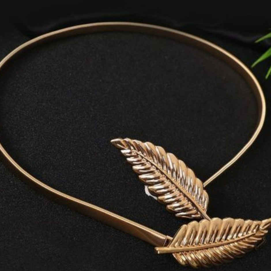 YouBella Jewellery Celebrity Inspired Adjustable Metal Plate Type Golden Kamarband Waist Belt (S-1)