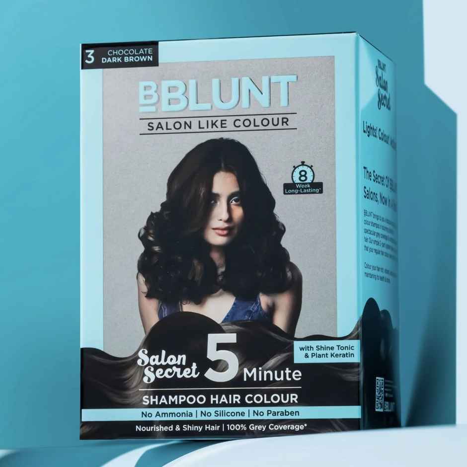 BBlunt 5 Minute Shampoo Hair Colour For 100% Grey Coverage - Chocolate Dark Brown
