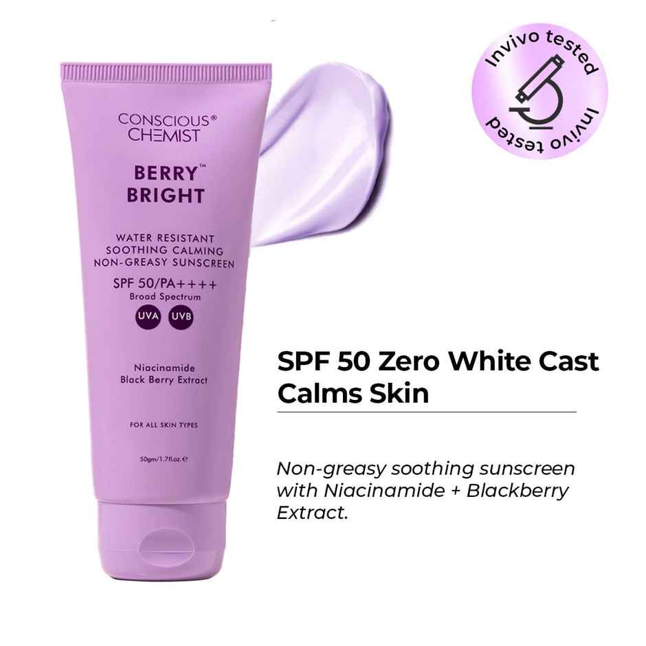 Conscious Chemist Berry Bright Water Resistant Non-Greasy Sunscreen SPF 50 PA++++