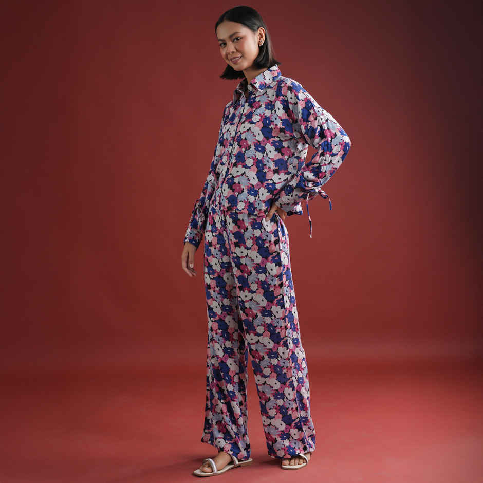 Sanskrutihomes Women's Pure Cotton Co-Ords | SE-CS-256 | Blue - M