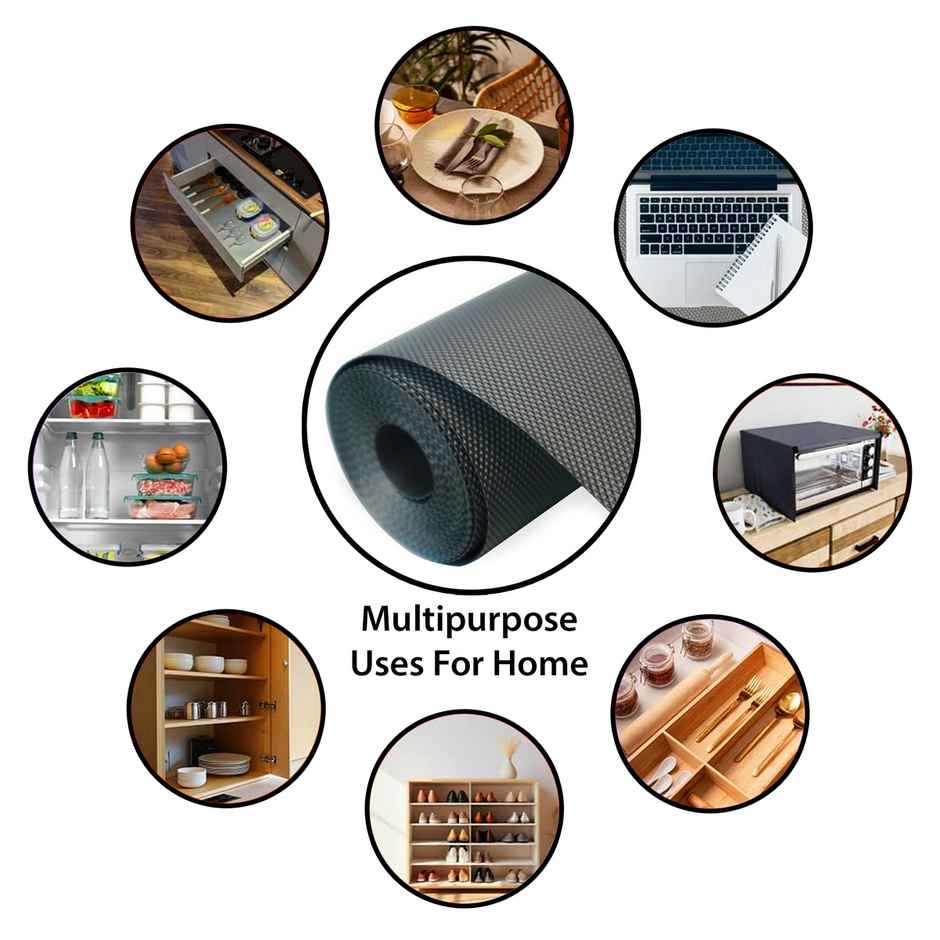Story@home EVA Anti Slip Mat Diamond Shelf Liner Roll 3 Mtr 300 cm x 45 cm Titanium Dark Grey