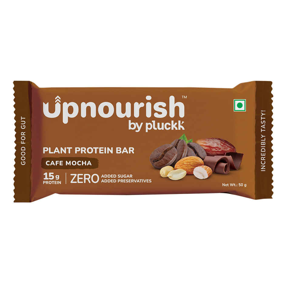 Pluckk Upnourish 15g Plant Protein | Cafe Mocha |No Added Sugar|No Added Preservatives|Good For Gut