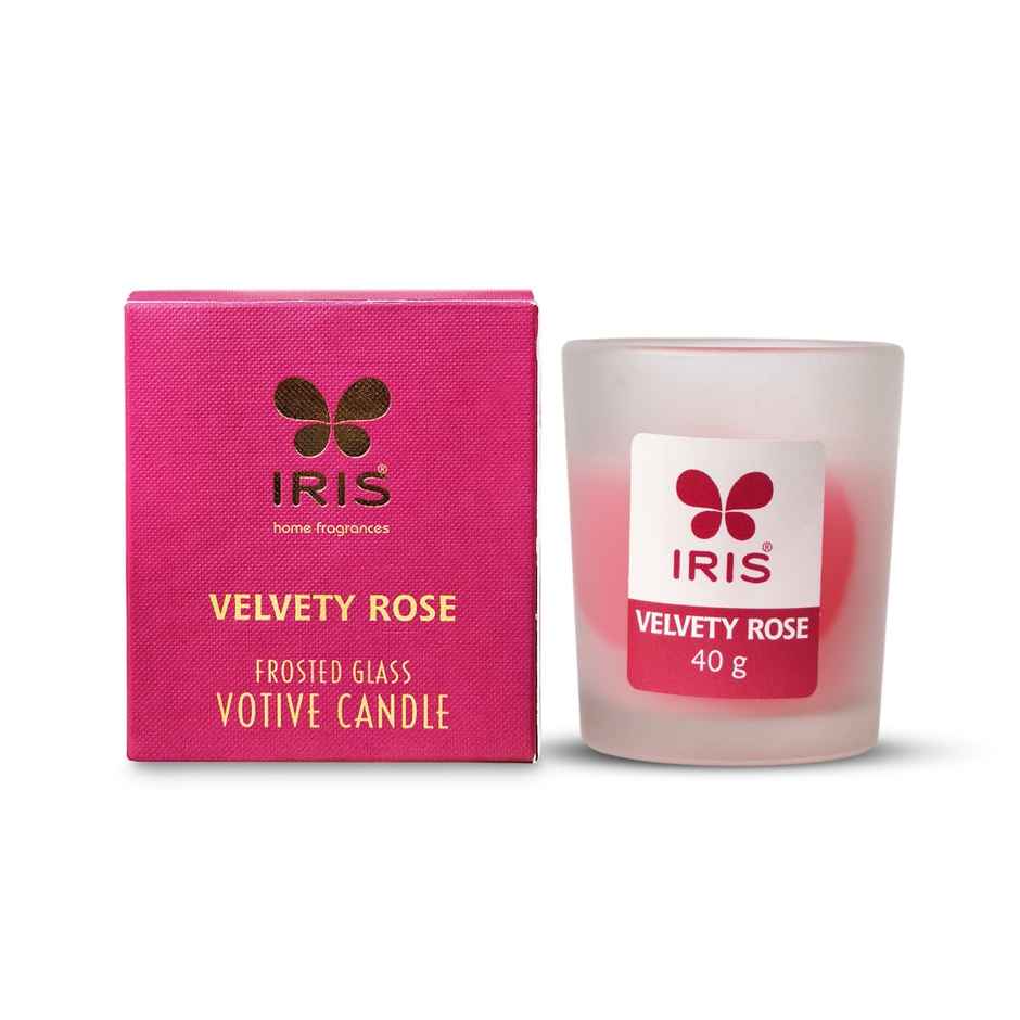 Velvety Rose Frosted Shot Glass Scented Votive Candle | 8 Hours Burn Time | Home Decor | IRIS