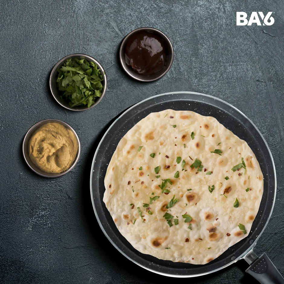 BAY6 NonStick Cookware Set (Dosa Tawa 26 cm + Fry Pan 24 cm + Kadai 22 cm with Glass Lid 3 mm) - Teal