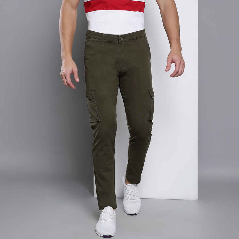 Dennis Lingo Men's Tapered Fit Cotton Cargos Trousers | Olive | 32