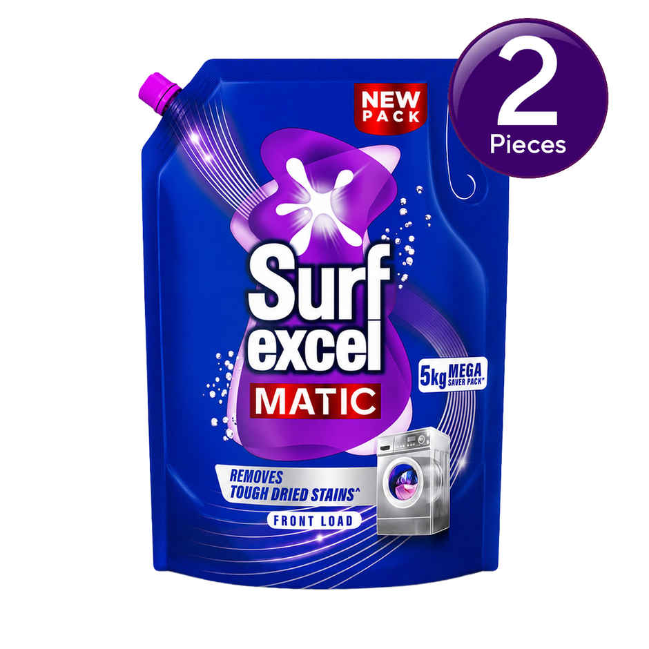 Surf Excel Matic Front Load Detergent Liquid | Pouch (5L) & Comfort Perfume Deluxe Mystique (1.8L) Combo