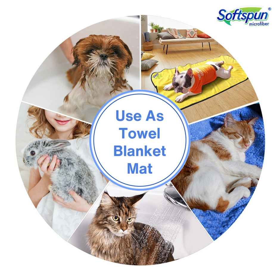 Softspun Microfiber Pet Towel (Small, 380 GSM, 40x60cm, 1pc, Sky Blue)