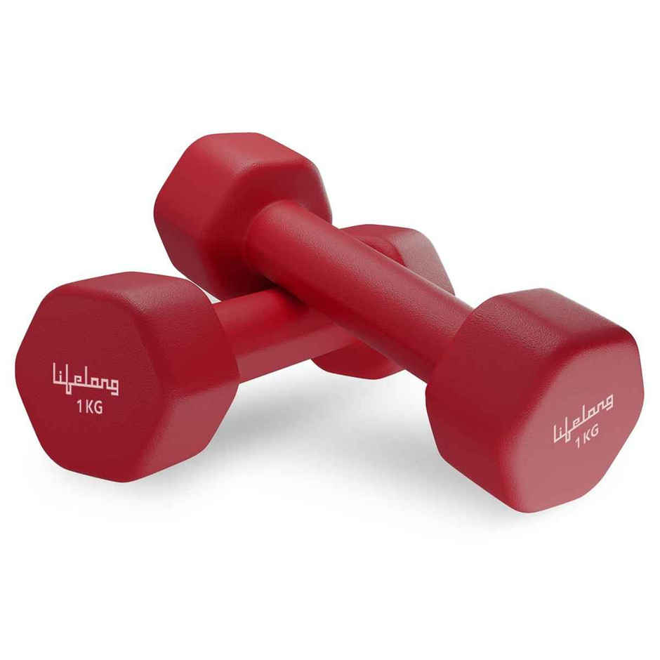 Lifelong Neoprene Dumbbells for Home Workout | Red | 2 x 1 kg
