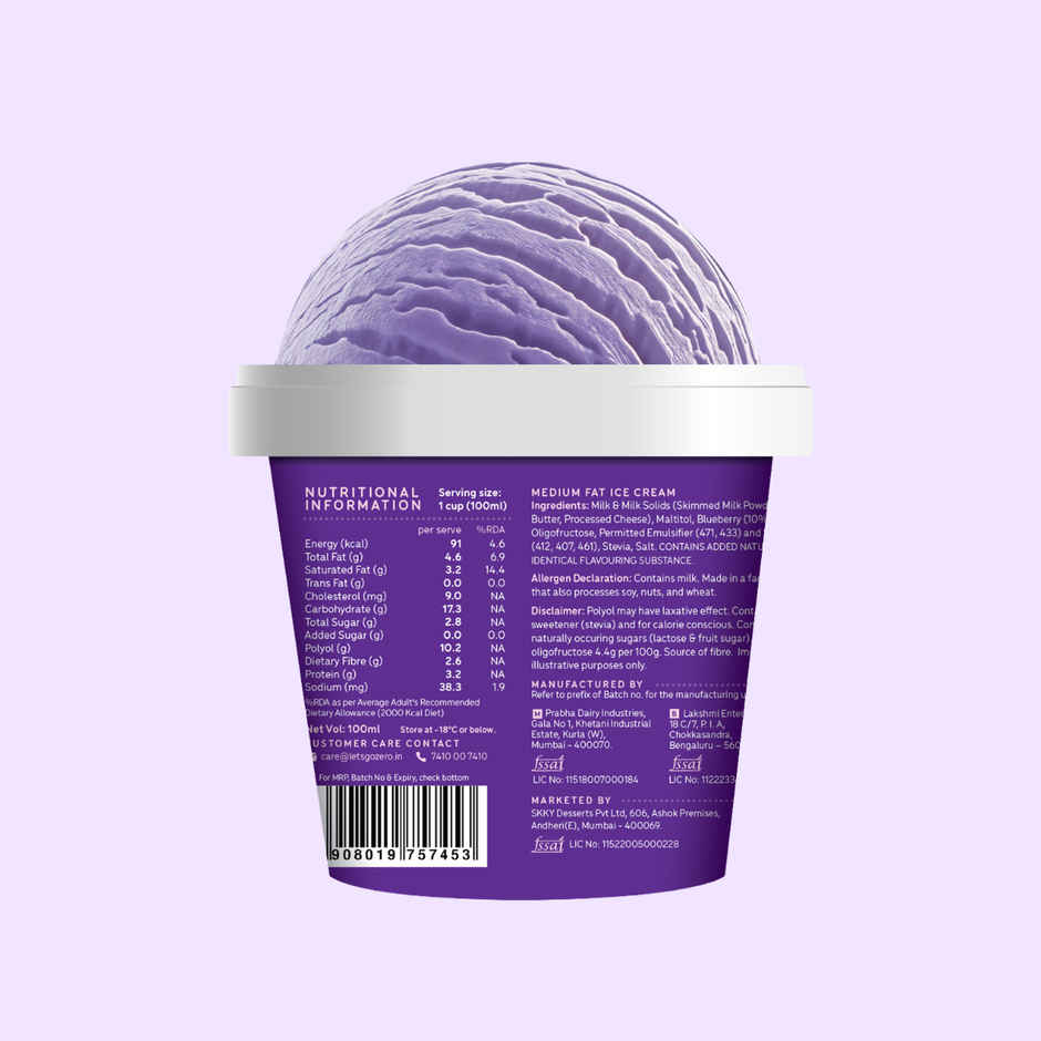 Go Zero Blueberry Cheesecake Guilt Free Ice Cream Cup