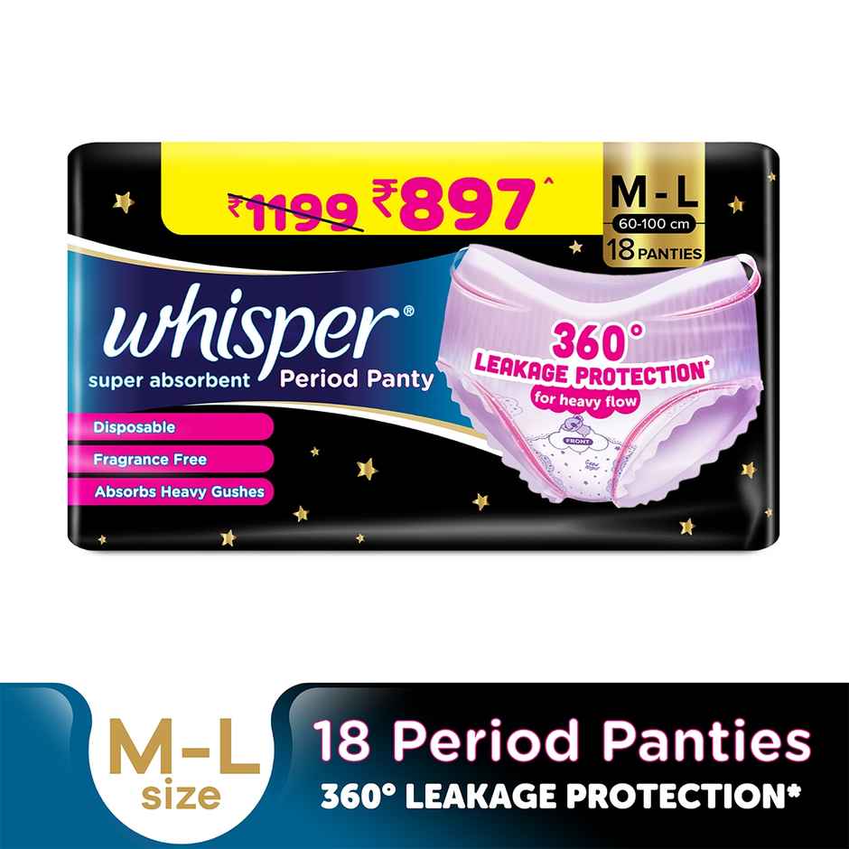 Whisper Super Absorbent Period Panty | M-L Pants