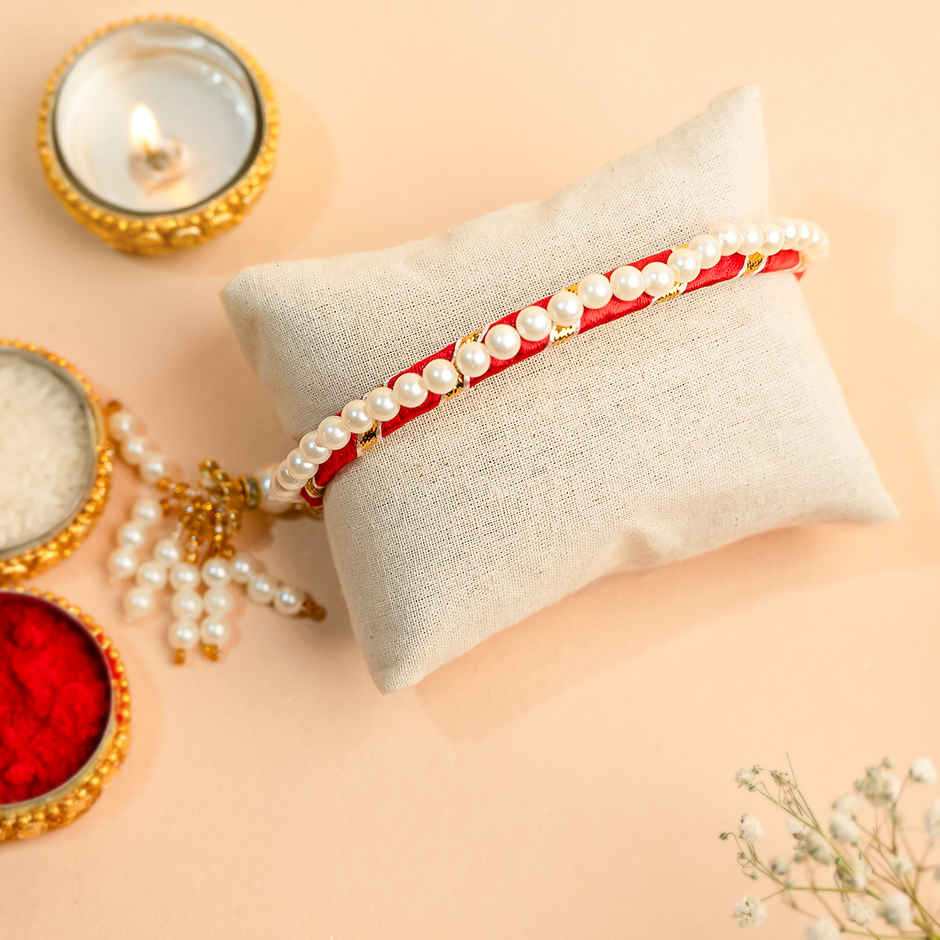 Lumba Rakhi for Bhabhi and Sister | with Roli Chawal | Pack of 1 | Tied Ribbons