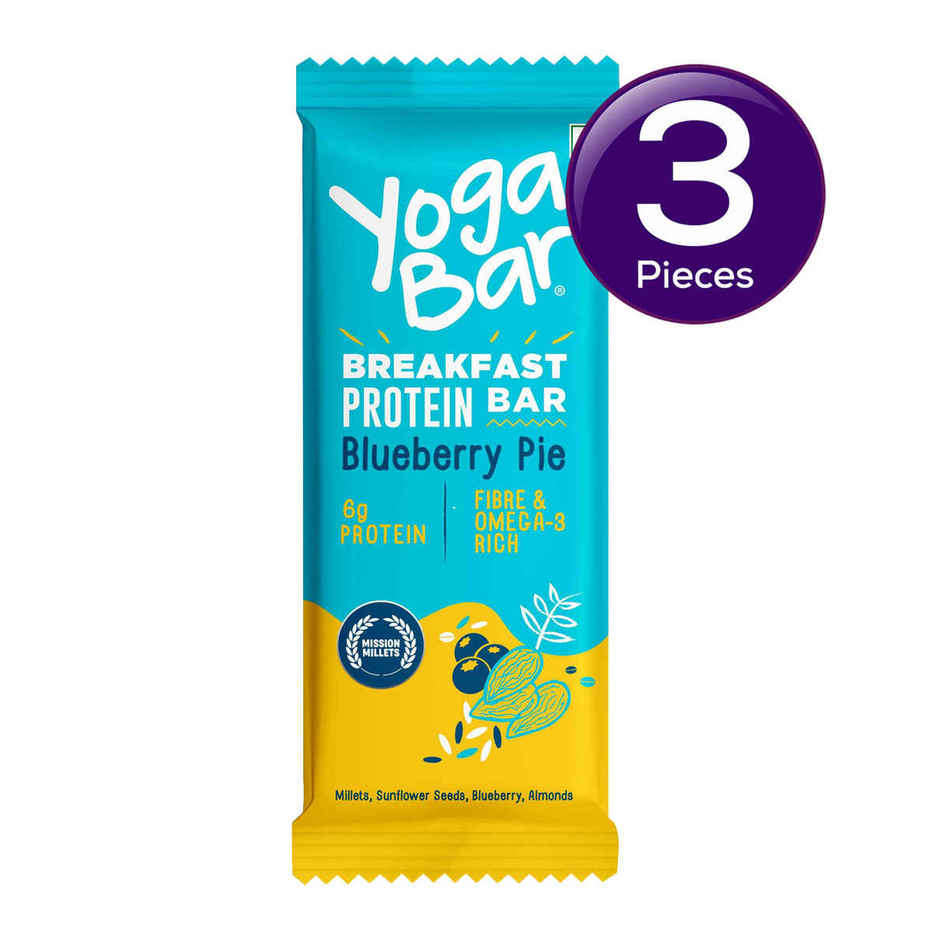 Yoga Bar 6g Breakfast Protein Bar Blueberry Pie, Berries, Millets and Seeds, High Fibre Granola Bar Combo