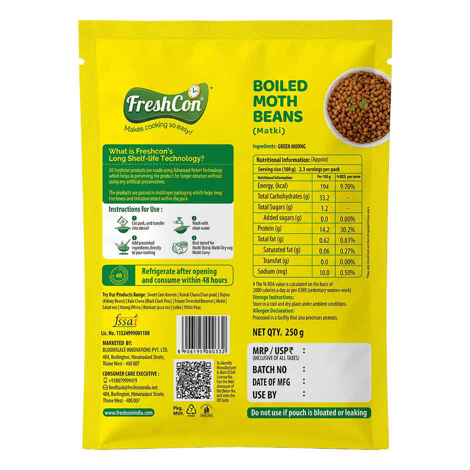 Freshcon Boiled Matki | Moth Beans