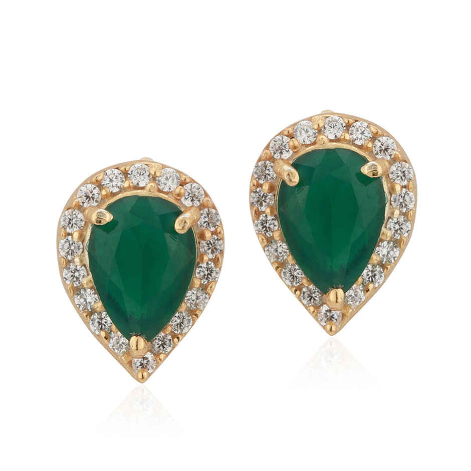 Carlton London 18kt Gold Plated with CZ Tead Drop Stud Earring | B823108E-1