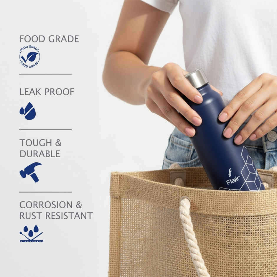 Flair Hexa 1000Ml Stainless Steel Water Bottle - Blue Thunder