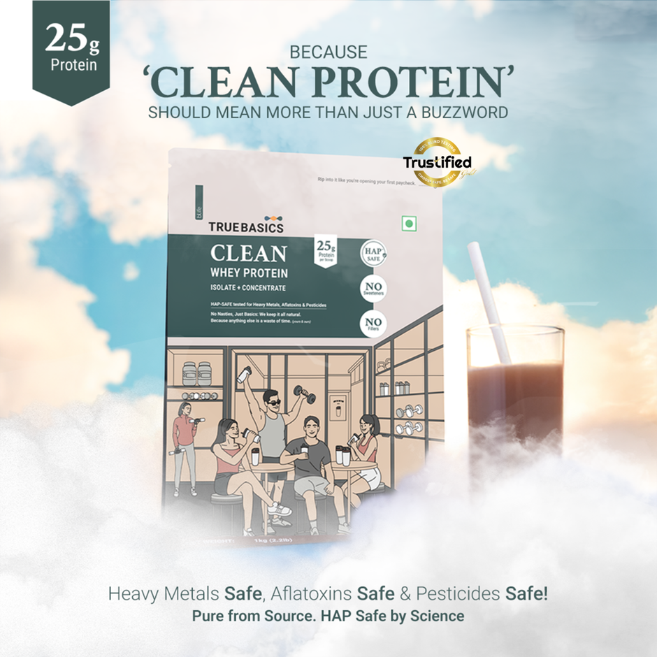 TrueBasics Clean Whey Protein Powder Isolate & Concentrate Blend (Chocolate)