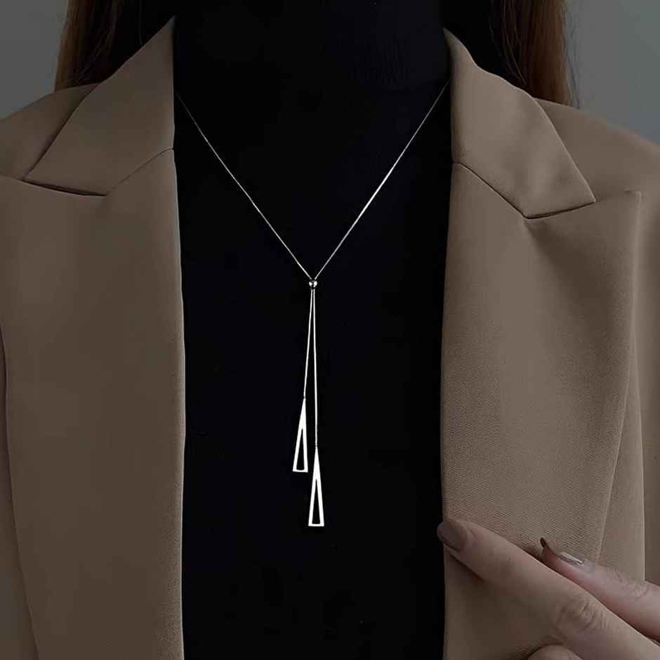 Fashion Frill Women's Long Triangle Pendant Chain Silver Onesize