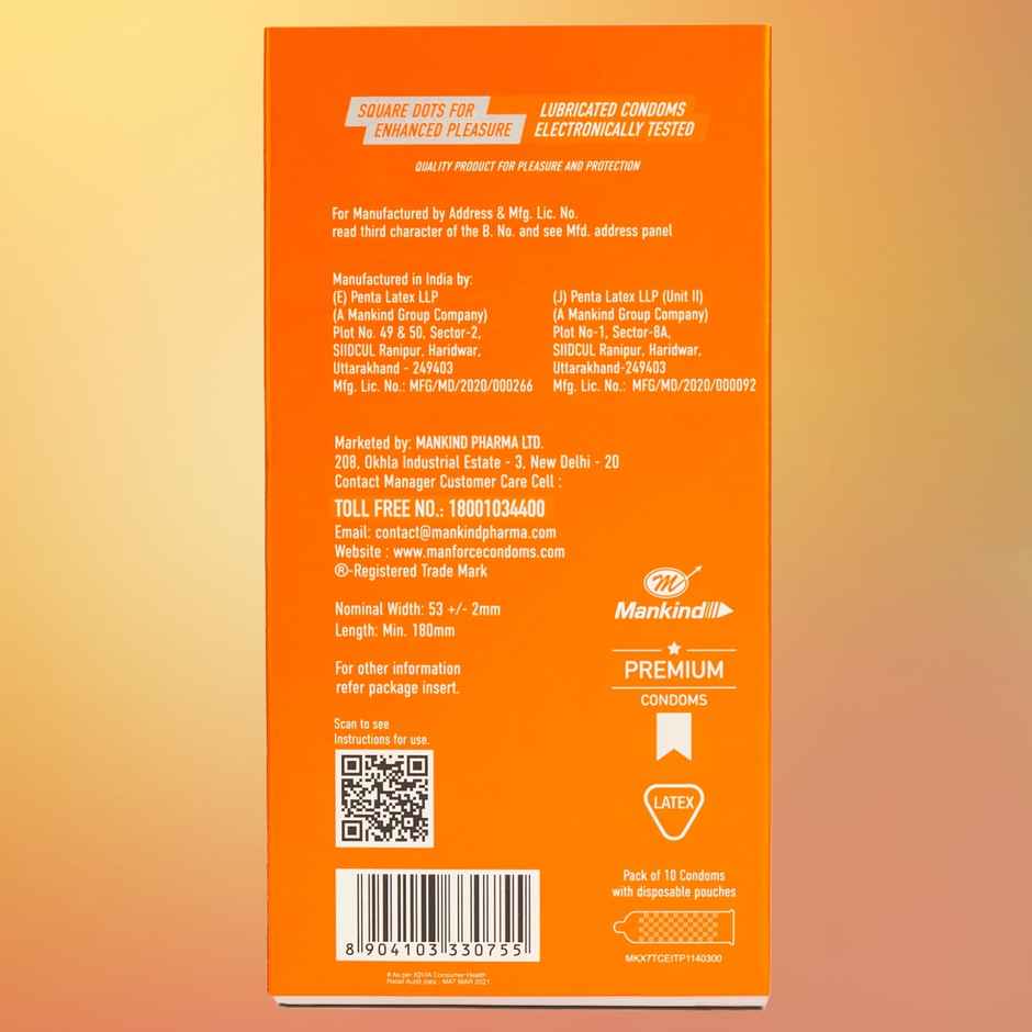 Manforce Epic Passion Extra Dotted Premium Condoms For Men With 1800 Square Dots For Intense Pleasure Fruit Punch Flavour Disposable Pouch