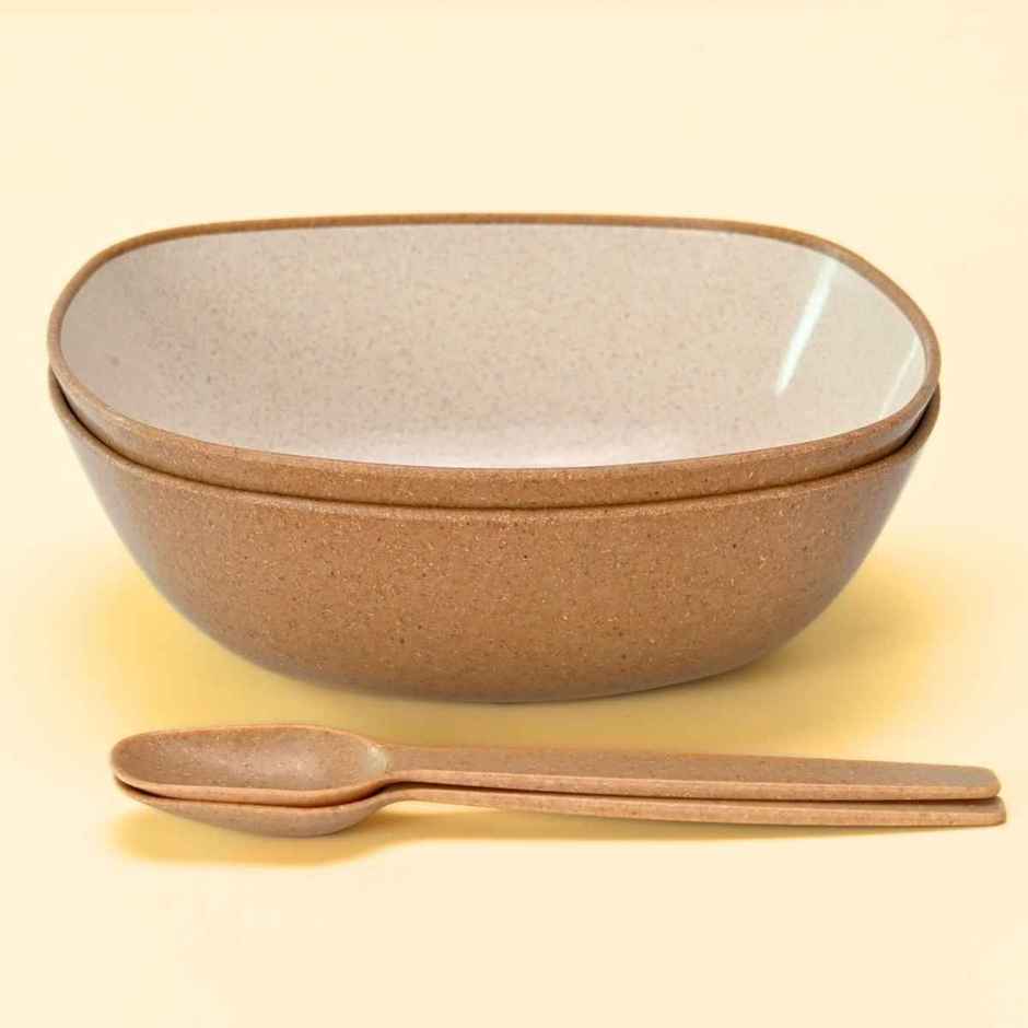 Eha Earth Friendly Multipurpose Bowls | 600 ml, 2 pcs, Tortilla | Made with Rice Husk Biocomposite