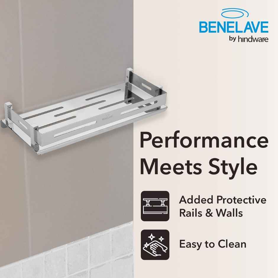 Benelave By Hindware Multi-Purpose Shelf For Bathroom And Kitchen | Stainless Steel Construction