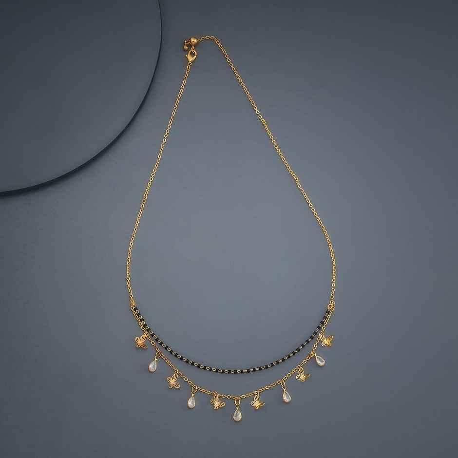 Kushal s Fashion Jewellery White Gold-Plated Zircon Trendy Mangalsutra | 441319