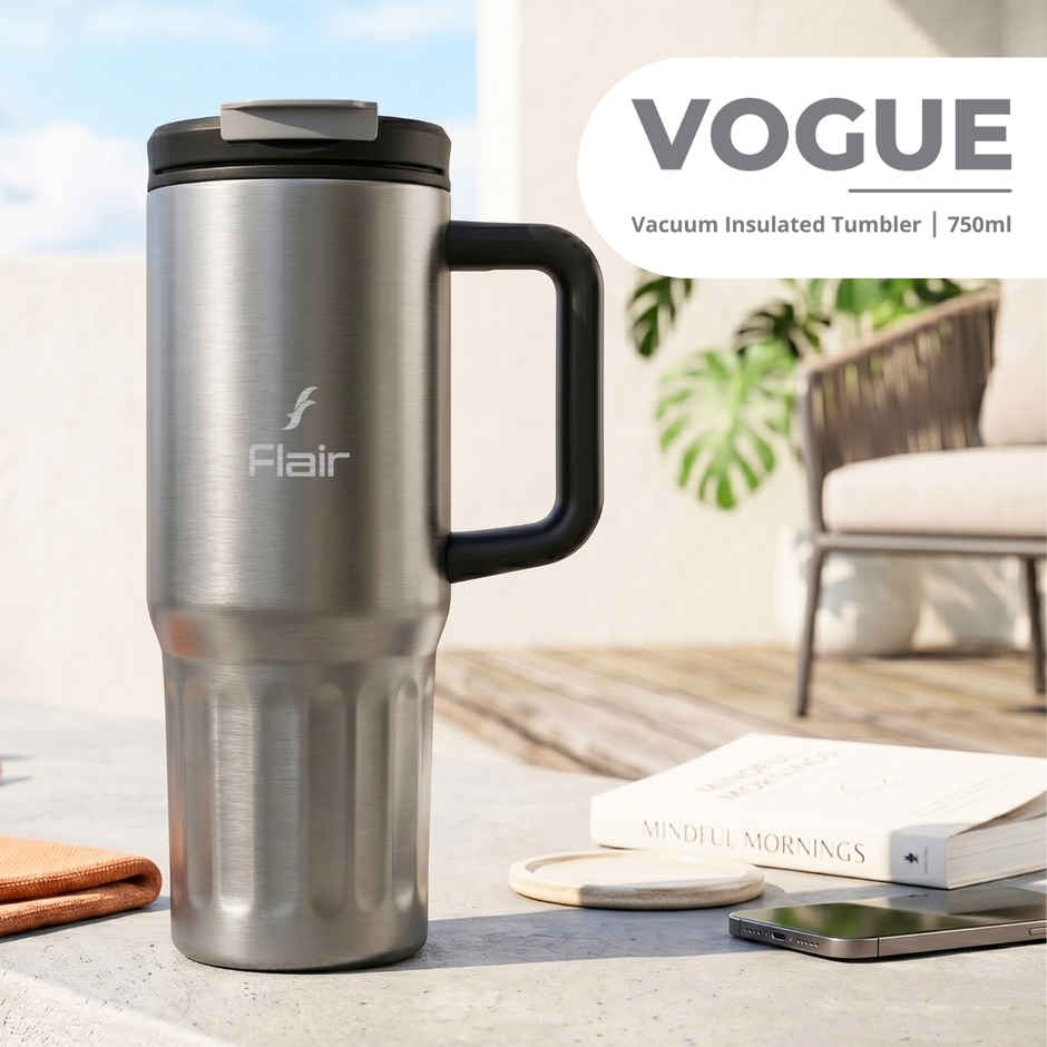 FLAIR Vogue Insulated Stainless Steel Tumbler with Lid | Grey - 750 ml