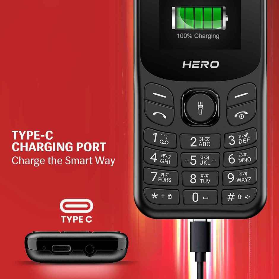 Lava Hero Shakti 2026 Dual SIM Keypad Phone | 1.8 inch Display | Type C | Black