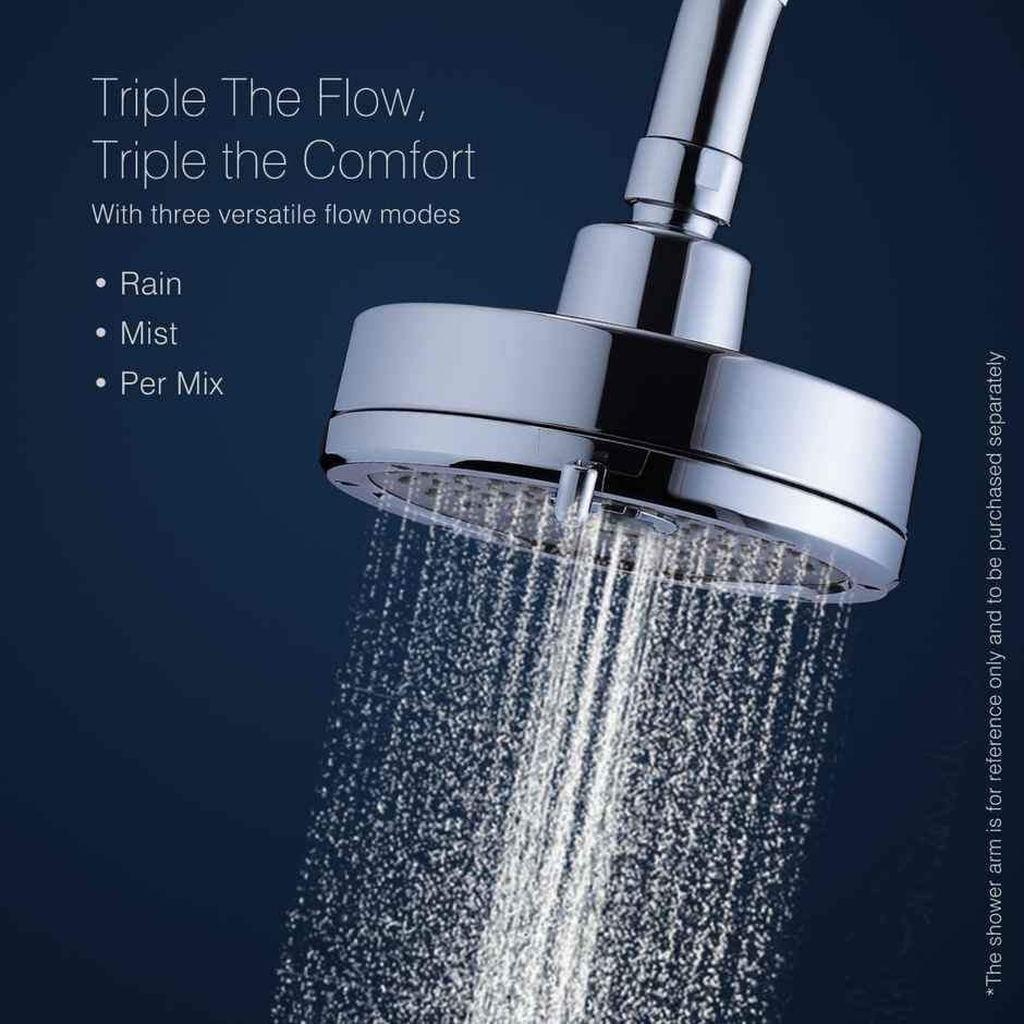 Hindware 3 Mode Overhead Shower without Arm, Rain, Mist & Combination Settings, Chrome Finish