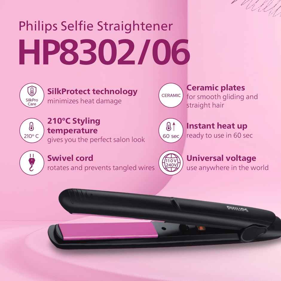 Philips India's No.1 Hair Styling Brand Selfie Hair Straightener | HP8302/06
