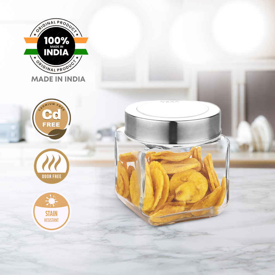 Yera Premium Glass Jar With Steel See - Thorugh Lids 6 pcs Jar Set 240 ml (Each)