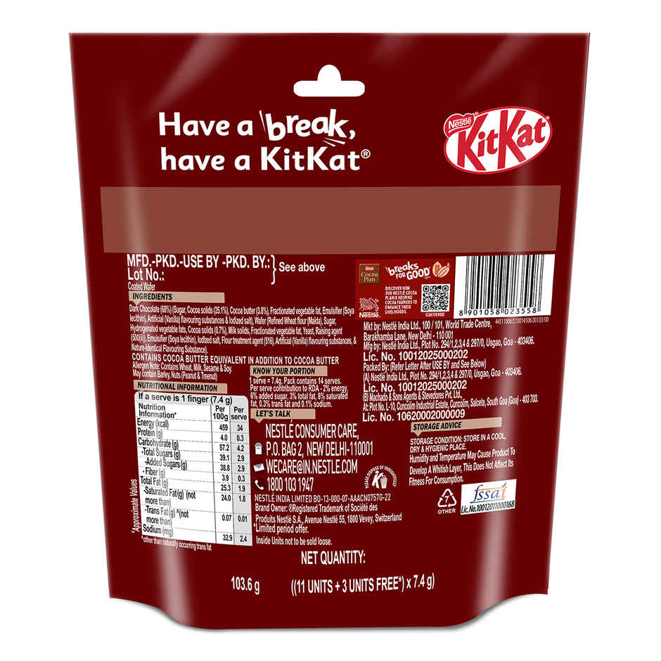Kit-Kat Dark Minis | Sharebag | Intense Dark Chocolate Coated Wafers
