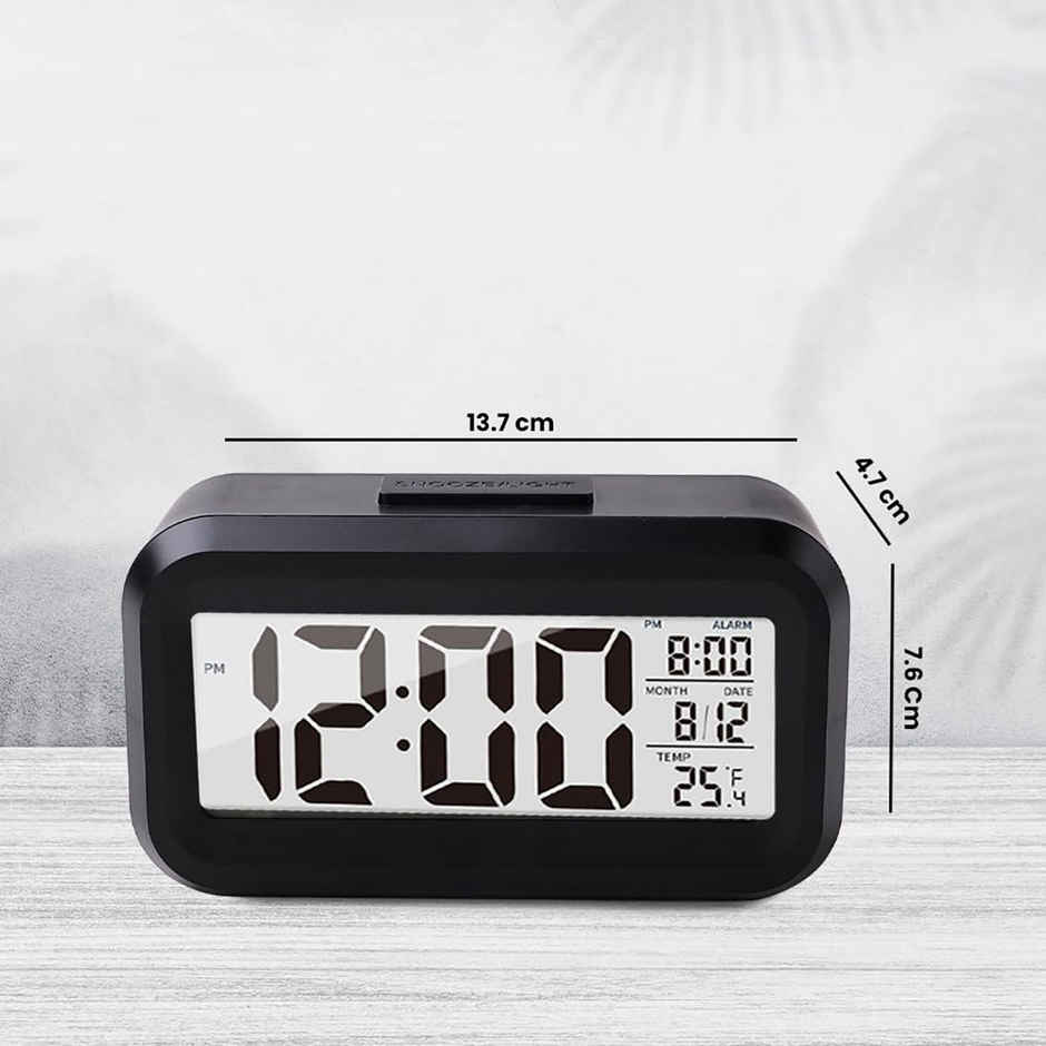 Kuber Industries ABS Battery Oprated Loud Digital Alarm Clock for Desk | Table Clock (Black)