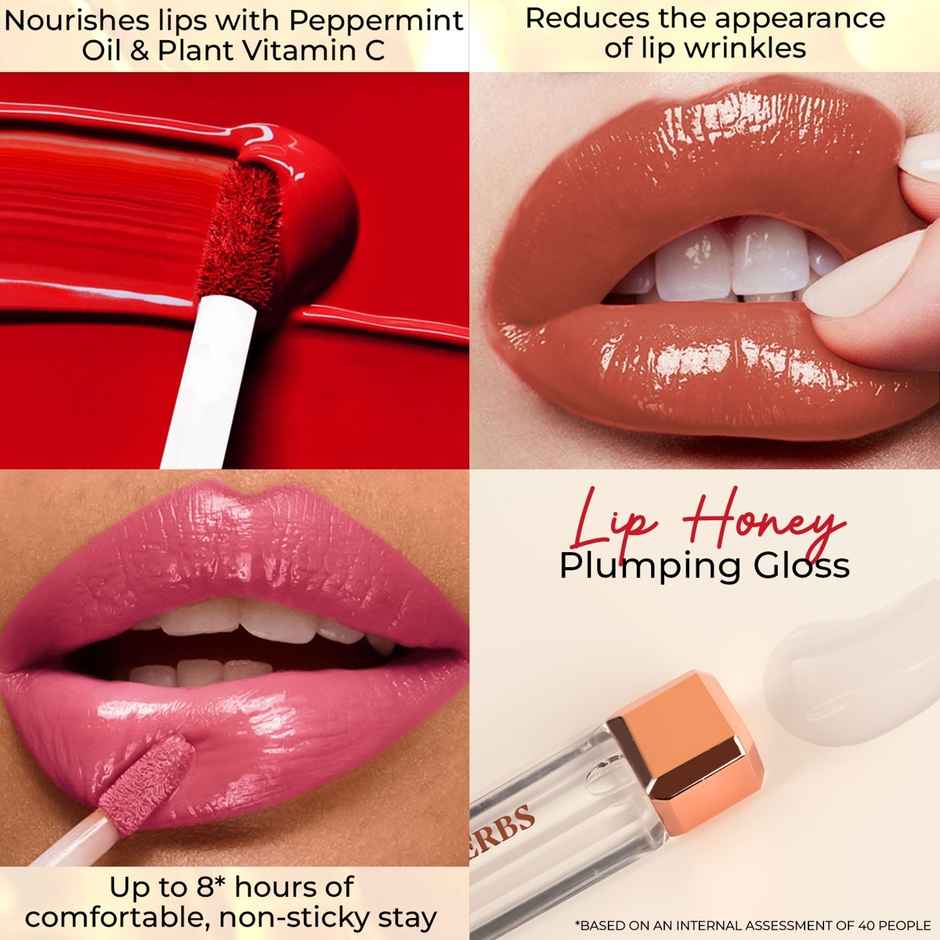 Just Herbs Honey Dew Non Stick Lip Plumping Gloss With Vit C And Peppermint Oil For Women