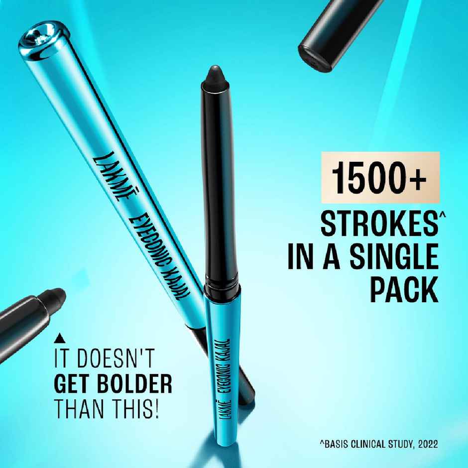 Lakme 9 to 5 Eyeconic Kajal Twin Pack, lasts upto 24hrs, Pack of 2- Deep Black