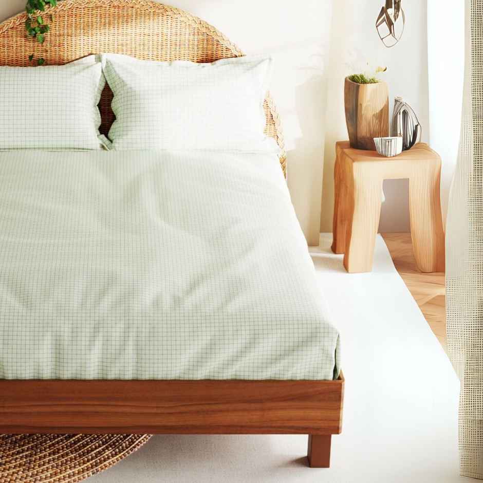 Bianca Extra Soft 100% Satin Egyptian Cotton Xl King Size Bedsheet checks-sage